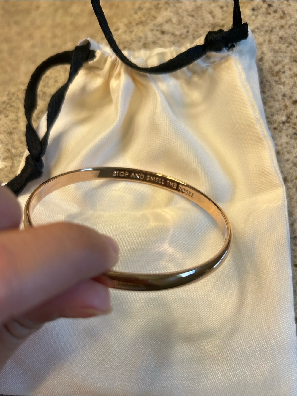 Kate Spade Rose Gold Bangle Bracelet with Engraved Interior